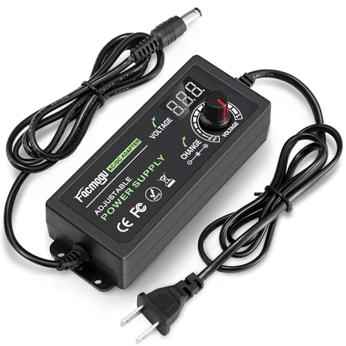 Facmogu 3V-12V 5A 60W Power Supply, Adjustable Voltage DC 3V 5V 6V 9V 12V | Variable Universal AC/DC Adapter | LED Display | 100V-240V AC to DC Switching Converter | Multi-Voltage Regulated Adaptor - size: 3-12V 5A
