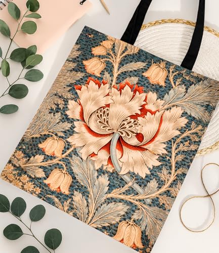 Aesthetic Floral Canvas Tote Bag - Reusable Shoulder Tote Bag for Women Lady Casual Vacation, Shopping, Work, Gym - color: Heron_01