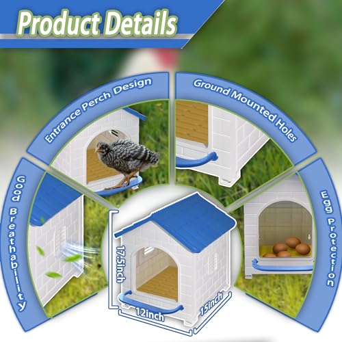 Chicken Nesting Box for Laying Eggs 1/2/3 Pack Large Easy to Assemble Hen Plastic Nesting Box with Washable Nesting Pad for Chicken Coop Wall or Ground Mounted (3 Pack) - size: 3 Pack