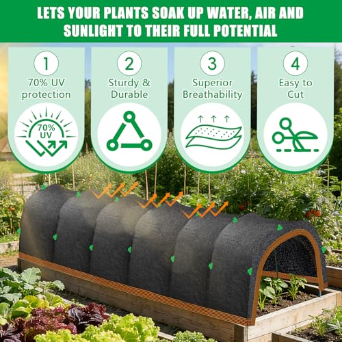 118"x79" Upgraded Garden Shade Kit, 75% Garden Shade Cloth with 11mm Hoops | Garden Sun Shade Cloth for Plants Heat Protection, Raised Garden Bed Shade Cover Plant Sun Shade for Outdoor Plant Vegetable - size: 118"x79" Shade Cloth with Hoops-1 Pack