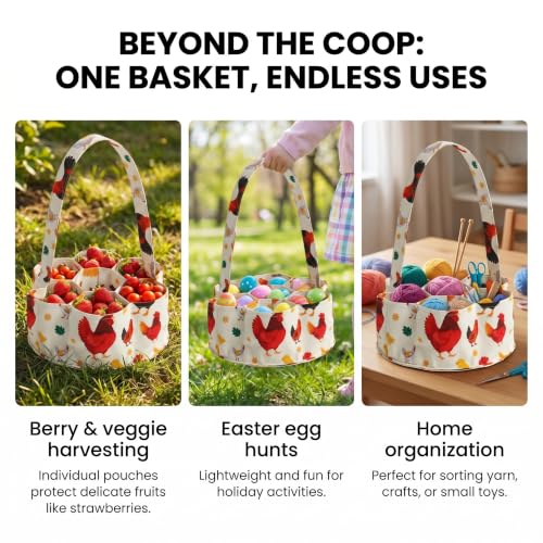 Egg Collecting Basket, Large Egg Gathering Bag for Fresh Chicken Duck Eggs - color: Color 1