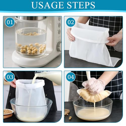 Cheese Cloth Bag For Straining Reusable Nut Milk Bags Nylon Washable Fine Mesh Strainer Bags for for Almond Yogurt Juice Cheese Making Cold Brew Coffee Beer Tea (15Pcs（3 Size）)