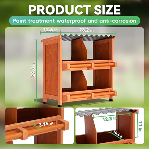 4-Compartment Chicken Nesting Boxes for Laying Eggs, Premium Pine Wood Design Without Sharp Edges, Weather-Resistant Sloped PVC Roof Laying Boxes for Hens, Spacious for Large Breeds