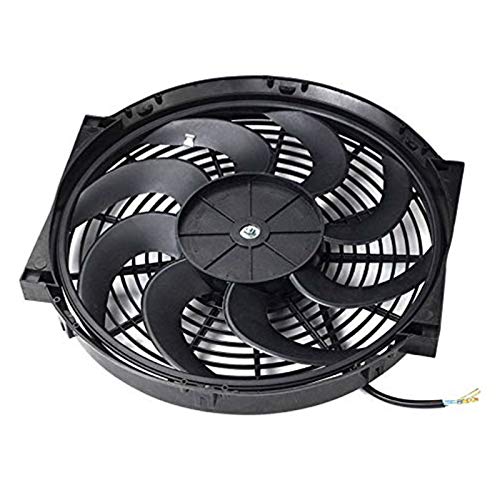 BLACKHORSE-RACING 12" Universal Electric Radiator Cooling Fans + Thermostat Relay & Mount Kit - size: 12 Inch