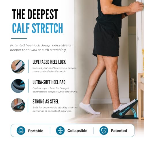 CalfPRO Slant Board for Calf Stretching - Deep Calf Stretcher & Foot Rocker | Physical therapy grade deep calf stretch for plantar fasciitis, Achilles tendonitis, tight calves & lasting heel pain relief