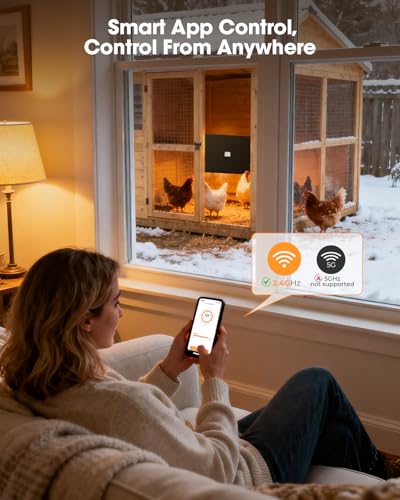 Brooder Heater for Chicks,Chicken Brooder with APP & Thermostat,Smart Chicken Coop Heater with Adjustable Temp (41~176℉) & 24H Timer,120 Watts Radiant Heat Flat Panel Heaters for Winter