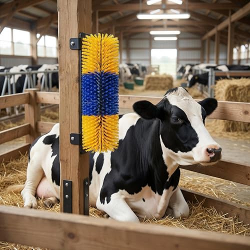 2PCS Horse Goat Cattle Scratching Post | 8 screws, 4 screws, 4 rubber plugs(Stiff Bristle, Itch Relief, Self-grooming, Full Massage)