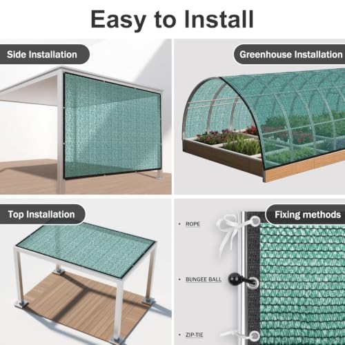 SUNNY GUARD Sun Shade Cloth, 12 x 20 FT Green HDPE Mesh | 65-75% Breathable shade cover creates a cooler space for plants, vegetables, greenhouses, patios, chicken coops, and kennels - color: 70 SHADE-GREEN, size: 12 FT x 20 FT