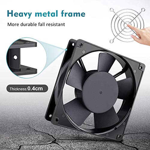 Wathai 120mm AC AXIAL Exhaust Fan 110V 120V Dual Ball for DIY Cooling | Dual Ball Heavy-Duty Fan for DIY Cooling Ventilation Exhaust Projects 120mm x 25mm - style: 120x120x25mm