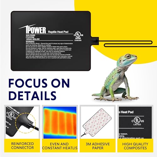 iPower Reptile Heat Pad 6X8 Inch 8W Under Tank Terrarium Warmer Heating Mat for Turtle, Lizard, Frog, Snake, Reptile, and Other Small Animals - size: 6 X 8 Inch, style: Heat Pad