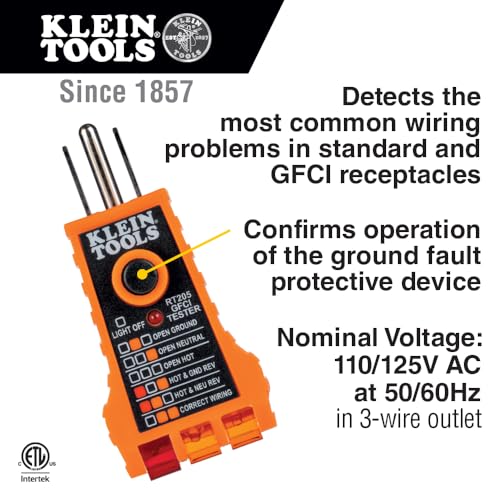 Klein Tools NCVT1PKIT Electrical Tester Kit with Non-Contact Low Voltage Test Pen, 50 to 1000V AC and GFCI Receptacle Tester, 2-Piece - size: NCVT & Receptacle Tester