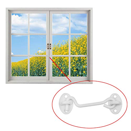 Kare & Kind Hook and Eye Latch (4-inch) - with Mounting Screws - Heavy Duty Locks for Door, Gates, Barns, Bathrooms, Cabins (1-White) - style: 1-White