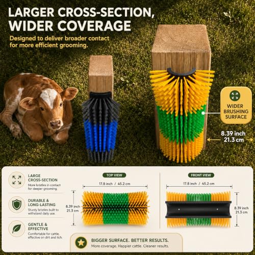 Bionic Curve Livestock Scratching Brush for Cattle, Cows, Goats, Horses and Pigs - Body-Contoured Farm Animal Scratcher Post, Heavy Duty Livestock Grooming Brush with 8 Screws, 2 Pack - color: 2pcs