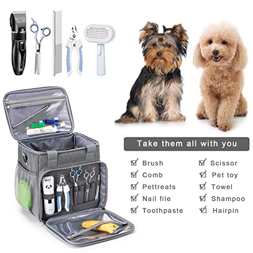 Pet Grooming Bag, Dog Grooming Supplies Organizer Tote Bag, Perfect for Pet Grooming Tool Kit Accessories-Grey - color: Grey