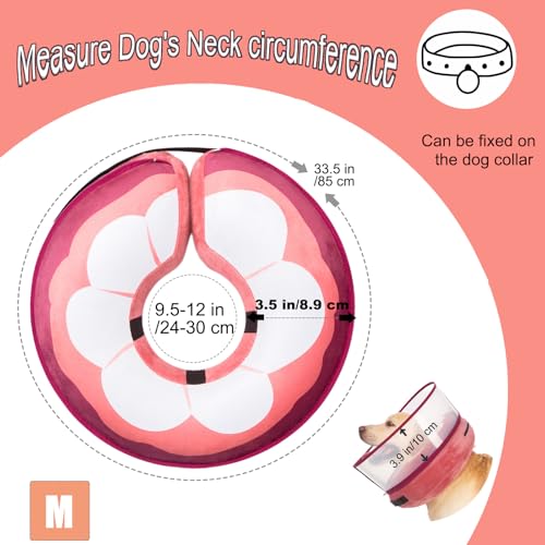 Inflatable Dog Cone Collar for Large Medium Small Dogs, Soft Dog Donut Collar Adjustable Recovery Cone for Pets After Surgery, Extra Enhanced Anti-Licking Guard Shield (Mangosteen, Medium) - color: Mangosteen, size: Medium