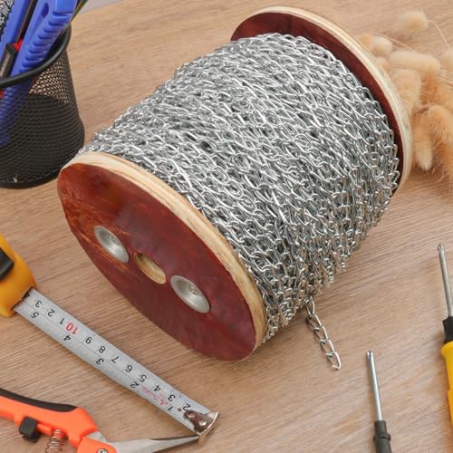 300 ft Galvanized Jack Chain, Light Duty Coil Chain, Metal Hanging Chains Spool for Bird Feeders, Flowerpots, Artworks & DIY Projects (1.4 mm Thick, 22 pounds Capacity) - size: 300 ft 1.4 mm
