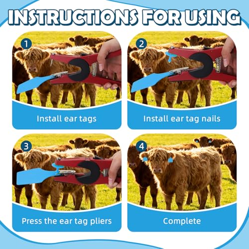 Blank Cattle Ear Tags 100PCS TPU Oversize 4.1x3 Inch Livestock Tags | Identification Tags for Cows Calves Cattle Goats Sheep Pigs Hog Fade Resistant Farm Animal Management (Blue) - style: Blue