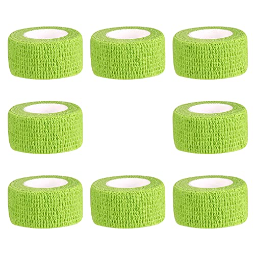Bandage Wrap 8 Pack 1”x 5 Yards Self Adhesive Bandage Wrap Breathable Cohesive Bandage Wrap Rolls Athletic Elastic Self Adherent Wrap for Sports Injury,Wrist, Knee, Ankle Sprains and Swelling(Green) - color: Green, size: 1 Inch (Pack of 8)