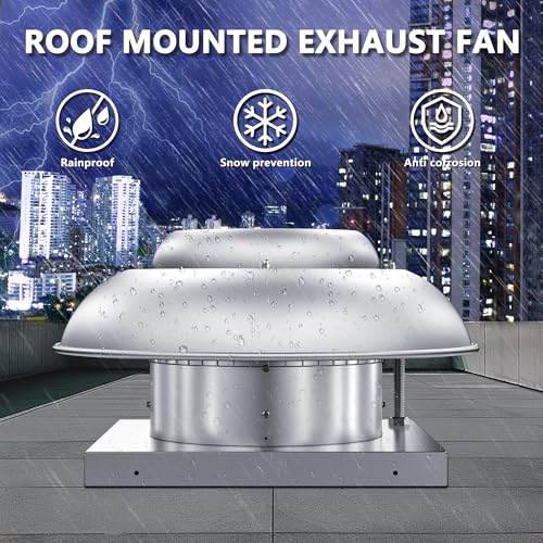 Roof Mounted Exhaust Fan Direct Drive Axial Downblast Exhaust Fan -21" Fan Base, 1/6 HP 1160 CFM 115 Volt Single Phase Motor - size: RMD14
