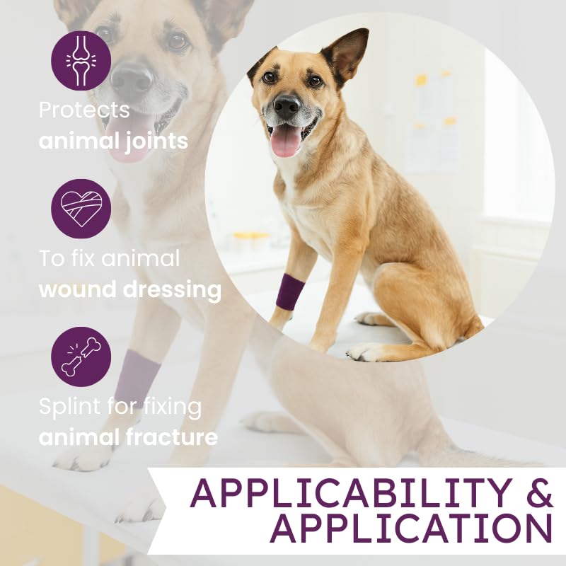 4" Cohesive Flexible Bandage Wrap – Purple - 8 Pack | Self-Adherent Vet Tape for Animal Use | Breathable, Easy Tear, No Clips Required | Ideal for Horses, Dogs, Livestock, Pets - color: Purple