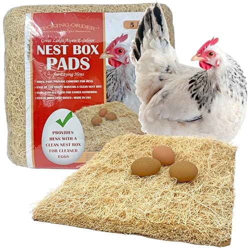 Nest Box Pads for Chicken Nesting Boxes Aspen Excelsior Made in USA (5 Pack) - size: 5 Count (Pack of 1)