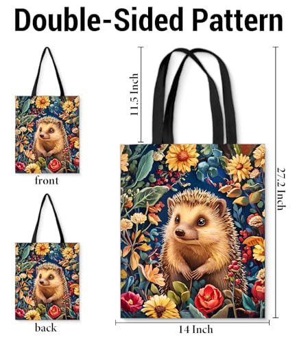Vintage Botanical Animal Canvas Tote Bag for Women, Aesthetic Floral Animal Reusable Shoulder Bag for Shopping - color: 10