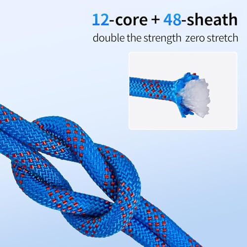 200ft 3/8 Inch Climbing Rope, Heavy Duty Arborist Rope(Blue) - size: 3/8in-200ft-Blue