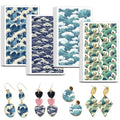 OLYCRAFT Ocean Pattern Clay Transfer Paper 4 Design 24 Pcs Transfer Paper for Polymer Waves Polymer Clay Transfer Sheets Summer Theme Small Transfer Paper for Clay Earrings Jewelry Making - style: Ocean