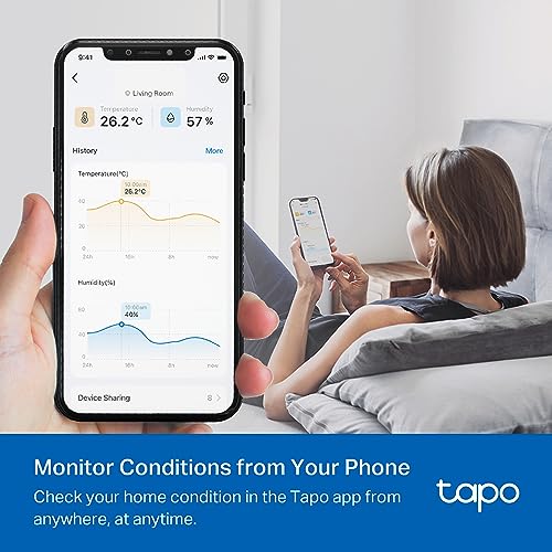 Tapo Smart Temperature and Humidity Sensor, Requires Tapo Hub, T310 | White, High-Accuracy Swiss-Made Sensor, Real-Time Notifications, Free Data Storage, Long-Lasting Performance