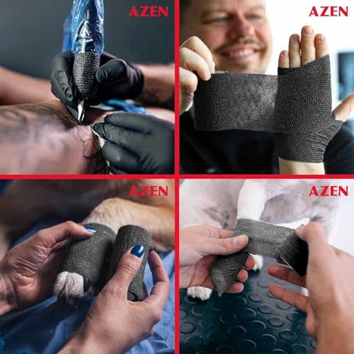 AZEN 120 Pack Self Adhesive Bandage Wrap Black, 2" X 5 Yards Black Athletic Tape, Vet Wrap, Ankle Tape, Cohesive Bandage Wrap - color: Black, size: 2IN - 120Pack