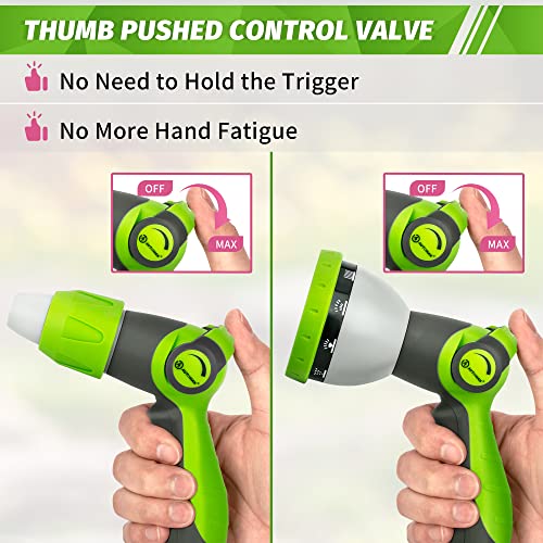 AUTOMAN Garden Hose Nozzle - 2 Pack, Thumb Control Sprayer, Slip-Resistant Water Nozzle, Extra 4 Washers, for Watering Plants Lawn & Garden, Cleaning, Washing Car, Showering Pets - color: Lawngreen X2