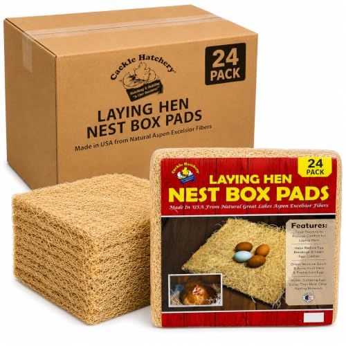 Laying Hen Nest Box Pads Made in USA from Sustainable Aspen Exceslior - 13x13 Nesting Box Liners (24 Pack) - size: 24 Pack