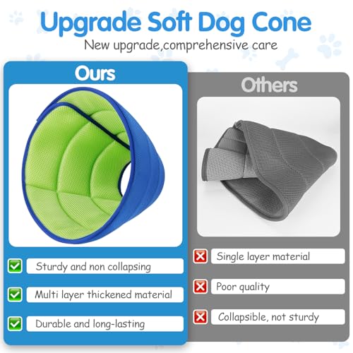 Upgraded Soft Dog Cone Collar for Post-Surgery Recovery – Adjustable Elizabethan Alternative to Stop Licking, Lightweight Breathable Mesh, Fits Most Breeds (L) - size: L