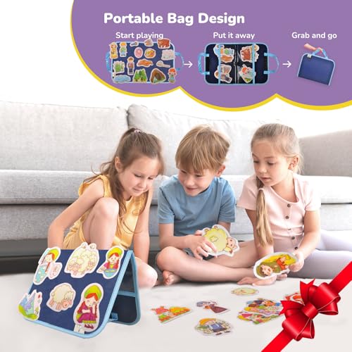 CHEFAN Felt/Flannel Board Story Set of 4, PRECUT Felt Pieces for Preschool Toddlers Circle Time,We are Going On A Bear Hunt, Mary Had A Little Lamb, Little Bo-Peep, Little Boy Blue - color: A Bear Hunt