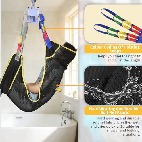 Universal Full Body Patient Lift Sling, Heavy Duty 500lbs Weight Capacity, Mesh Transfer and Bathing Sling for Home & Hospital Care, Easy Adjust and Washable (Lrge) - size: Lrge