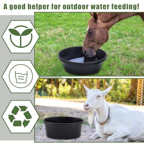 Sadnyy 4 Pcs Rubber Feed Pan 4 Quart/1 Gallon and 8 Quart/2 Gallon Utility Horse Feed Bucket Chicken Dust Bath Tub Livestock Water Trough Bowl for Chickens Ducks Goats Dogs Pigs Farm Small Animal - size: 4 Quart/1 Gallon and 8 Quart/2 Gallon