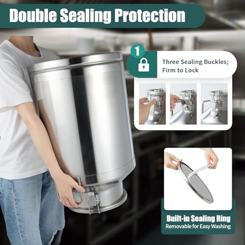 60L/15.85Gal Milk Can, Stainless Steel Milk Can with Lid Milk Jug Milk Transport Container Wine Pail Bucket Bottle Stainless Steel Milk Bucket with Sealed Lid for Grain Wine Liquid