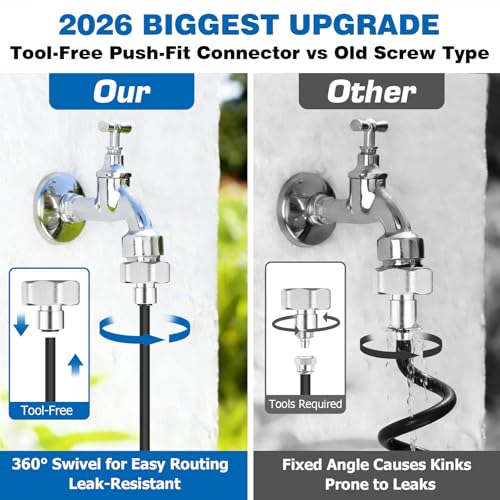 Mellbree Misters for Outside Patio 45FT/14M, Pre-Assembled Misting Cooling System with 12 Brass Nozzles & 3/4" Adapter, Outdoor Mister for Patio, Garden, Greenhouse, Pavilion, Dog House, Chicken Coop - size: 45FT