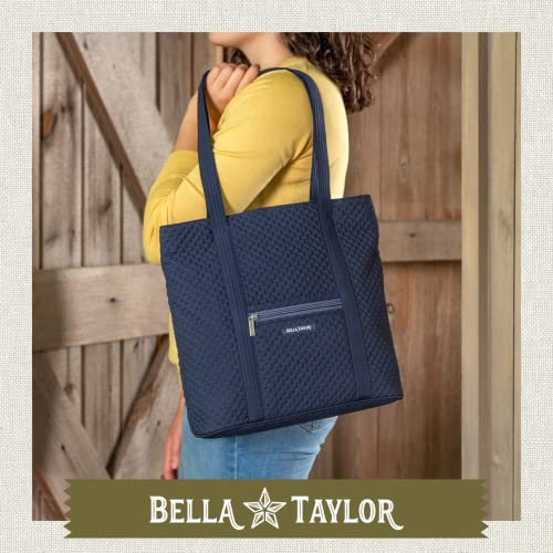 Bella Taylor Large Tote, Quilted Shoulder Bag for Women | Lightweight, 6-pocket large quilted purse, machine washable, zippered top, ultimate organization, durable construction - color: Vintage Navy