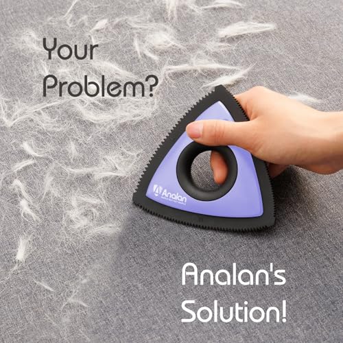 Analan Mini Pet Hair Remover for Car Detailing Dog Hair Tool Brush(Purple) | Deep Cleaning, Reusable Rubber, Gentle on Fabrics, Triangle Design For Car Interiors, Couch, Rugs, Carpet, Mats & Furniture - color: Purple