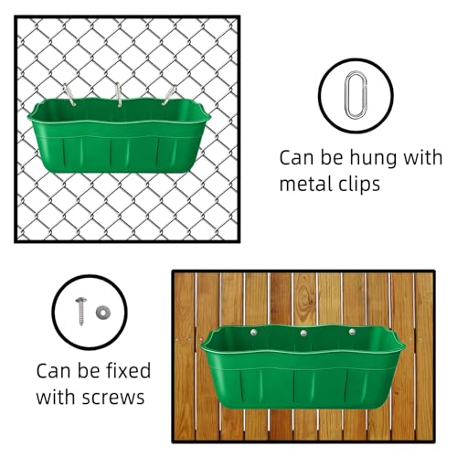 Hanging Goat Feeders,Chicken Feeder Waterer,Large Feed Trough 7.5 Quart 6 Pack,Hanging Fence Feed Trough for Poultry Livestock,Green - color: Green, size: 7.5 Quart (6 Pack)