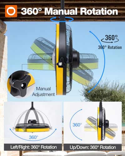 addlon 20 Inch IP65 Outdoor Ceiling Fan with Light, Remote & APP Control | IP65 waterproof, 3CCT dimmable light, 360-degree tilt, 6 speeds, wall-mount hook fan for patios, pergolas, porches, canopies - color: Ceiling & Wall Mount