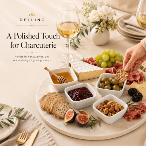 DELLING 3 Oz Ceramic Dipping Bowls Set of 6, Porcelain Soy Sauce Dish - White Dip Bowls for Charcuterie Board Cups, Small Sauce Cups for Condiment Ketchup BBQ, Dipping Sauce Cups Dishwasher Safe - color: White, size: 3oz