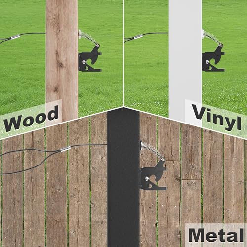 skysen Self Locking Fence Gate Latch Carbon Steel Black/Lock Post Mount with Stainless Steel Spring Cable Pull(JLXSDS-1)