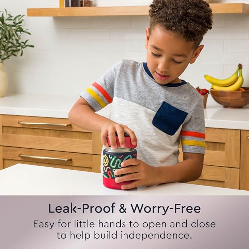 Bentgo Kids Stainless Steel Leak-Proof Food Jar for Hot or Cold Food | 11 fl oz Double Insulated Container with Removable Silicone Bumper, Dishwasher Safe, Easy Open Lid, Ages 3+ (Sssnakes) - color: Sssnakes