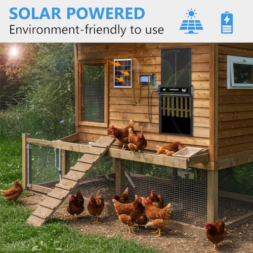Automatic Chicken Coop Door with External Control Box，Coop Door with 118-inch-long Connection Cable & 5000mAh Battery, Anti-Pinch Auto coop Door, Weatherproof for Backyard Chicken Coop