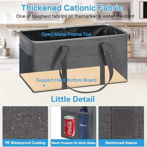 LHZK Standing Extra Large Utility Tote Bag with Metal Wire Frame and the Sides Rinforced, Extra Large Tote Bag with Handle, Reusable Grocery Bags Foldable, Beach Bag, Car Tote (Gray, 26''x15''x13'') - color: Dark Gray, size: 26''x15''x13''-1 Pack