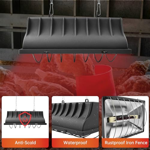Chicken Coop Heater for Chicks,Brooder Heater with 2pcs Heat Lamp(250W and 175W),Adjustable Temp & Height Chicken Brooder Box Supplies for Chicken Livestock Dogs Sheep Pets
