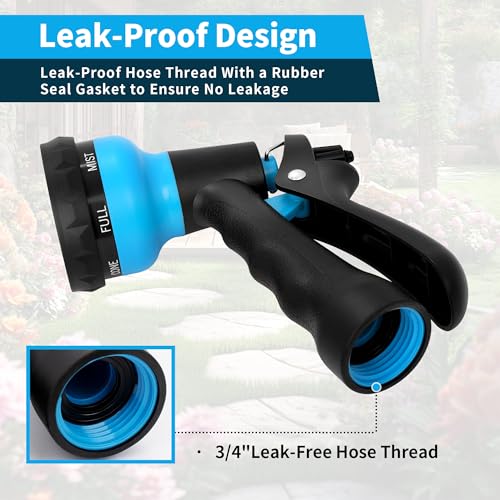 NEXCOVER Hose Nozzle, Garden Hose Nozzle - 7 Adjustable Watering Patterns, Heavy Duty Hose Nozzle Sprayer, Garden Sprayer Hose Attachment for Car Washing,Watering Plants,Pets Showering,Lawns Cleaning - color: Sky Blue