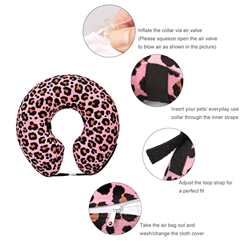 CuteBone Dog Recovery Cone for Small Medium Dogs & Cats | Removable Fleece Cover, Adjustable Strap, Anti-Slip Loop, Easy Inflate Valve, Separable Inflatable Liner